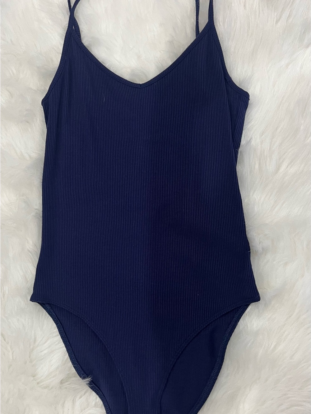 Forever 21 Ribbed Navy Bodysuit - Deep Navy